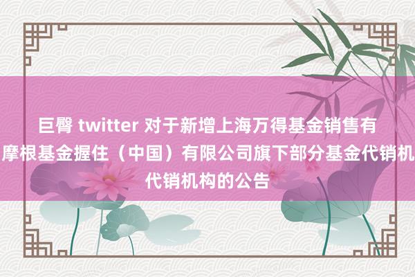 巨臀 twitter 对于新增上海万得基金销售有限公司为摩根基金握住（中国）有限公司旗下部分基金代销机构的公告