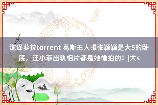 泷泽萝拉torrent 葛斯王人曝张颖颖是大S的卧底，汪小菲出轨相片都是她偷拍的！|大s