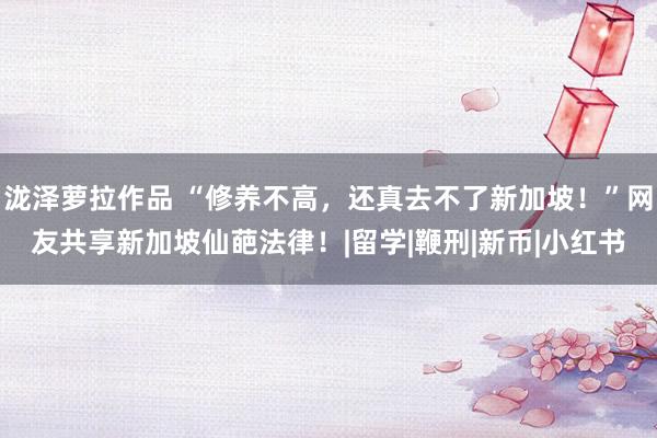 泷泽萝拉作品 “修养不高，还真去不了新加坡！”网友共享新加坡仙葩法律！|留学|鞭刑|新币|小红书