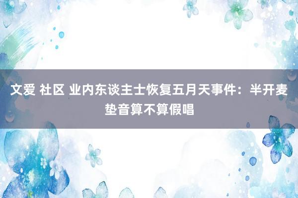 文爱 社区 业内东谈主士恢复五月天事件：半开麦垫音算不算假唱